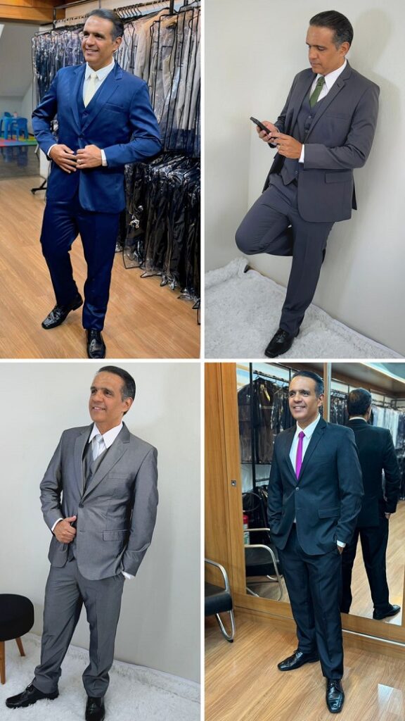 fotos de homem usando terno, 4 fotos de ternos diferentes
