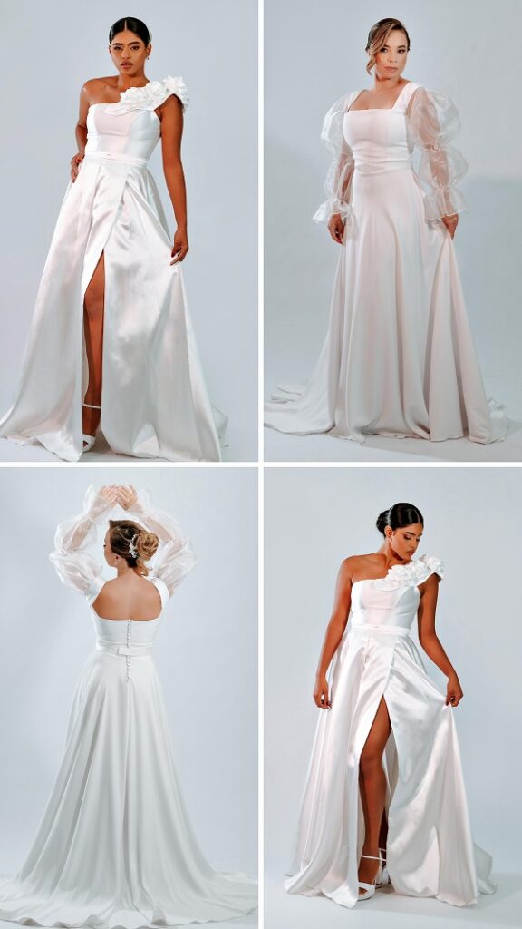 mulheres usando vestidos de noiva