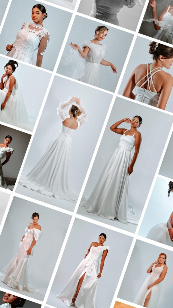 mulheres usando vestido de noiva